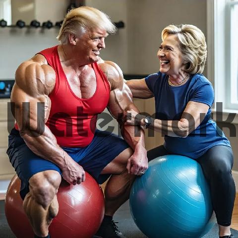 Product picture Donald Trump And Hillary Clinton In The Gym